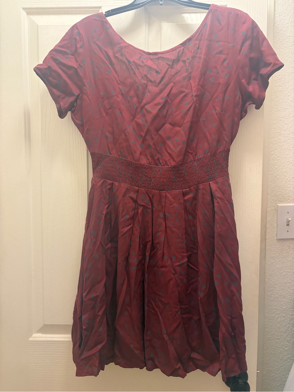 Roxy Burgundy maroon navy Short Sleeve open back dress